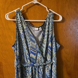 Blue Patterned Sleeveless Dress 1X: 1XA